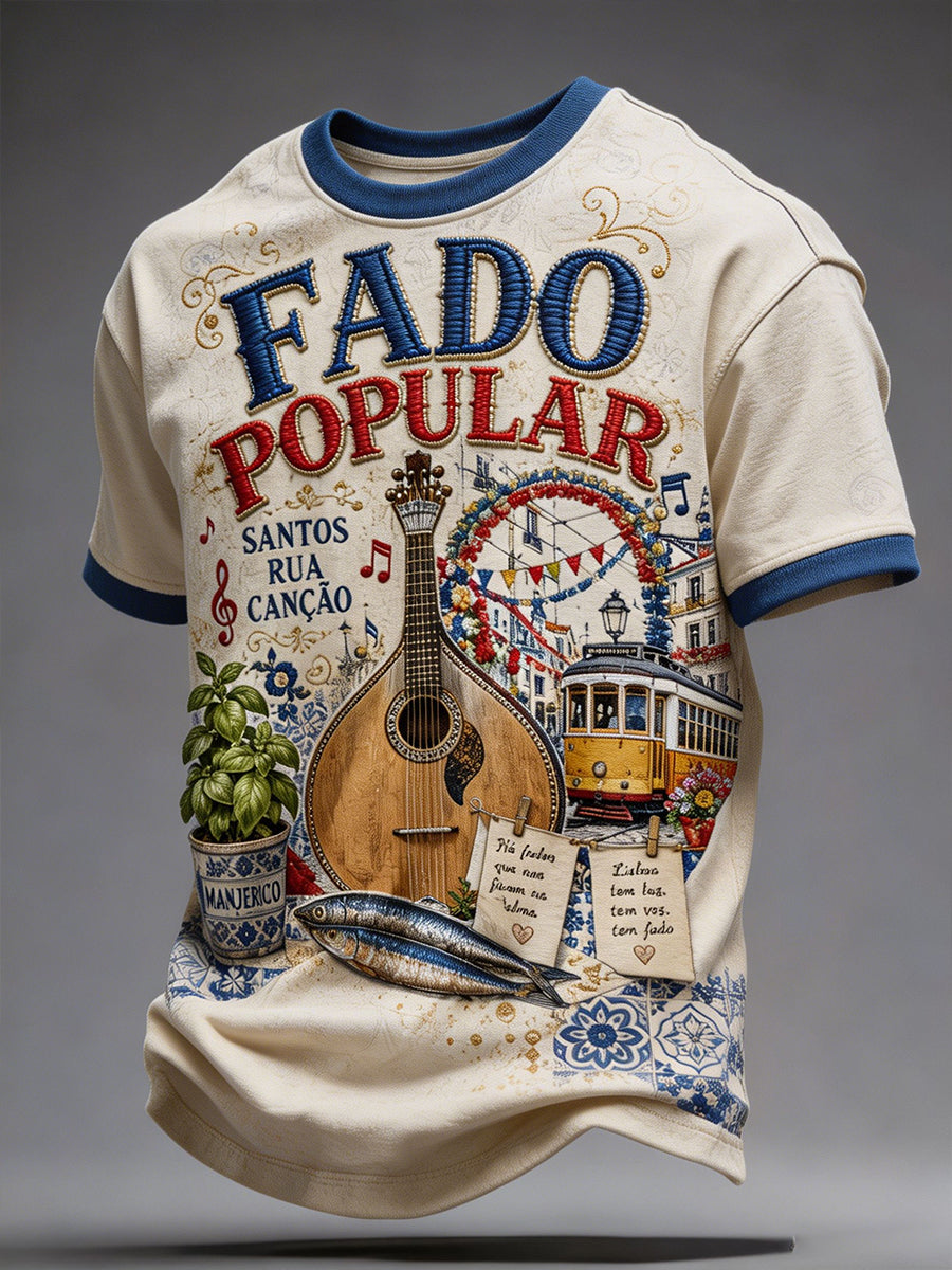 Camiseta estampada com arte do Festival dos Santos Populares de Portugal para homens