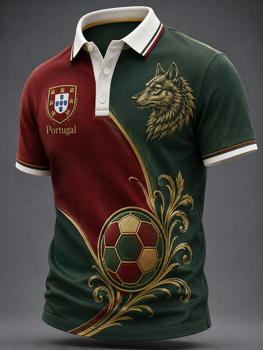 Blusa casual masculina com estampa de futebol português