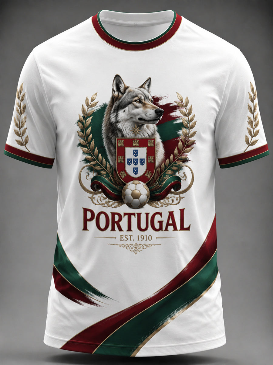 Camiseta masculina estampada com futebol português