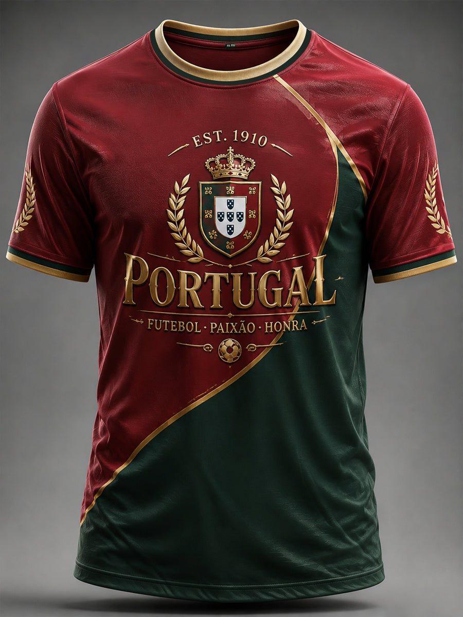 Camiseta masculina estampada com futebol português