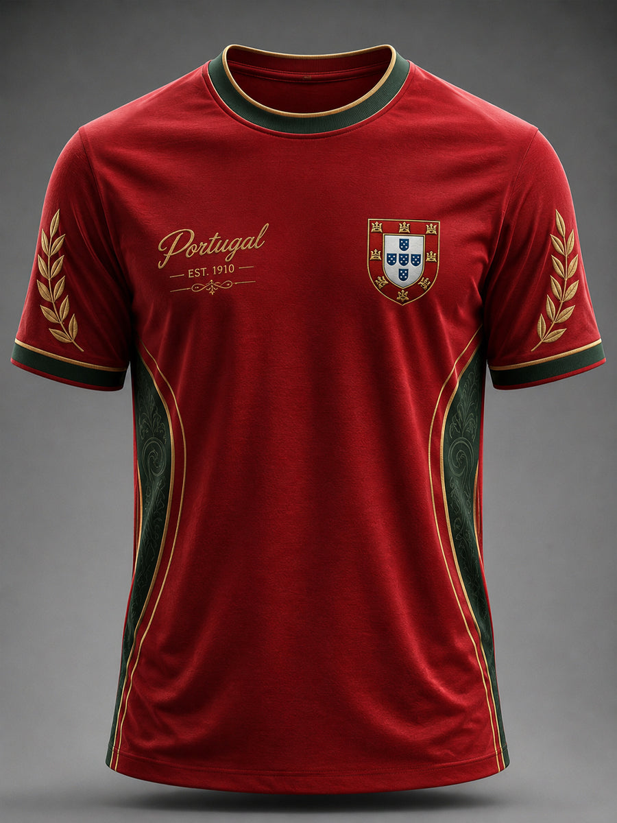 Camiseta masculina estampada com futebol português