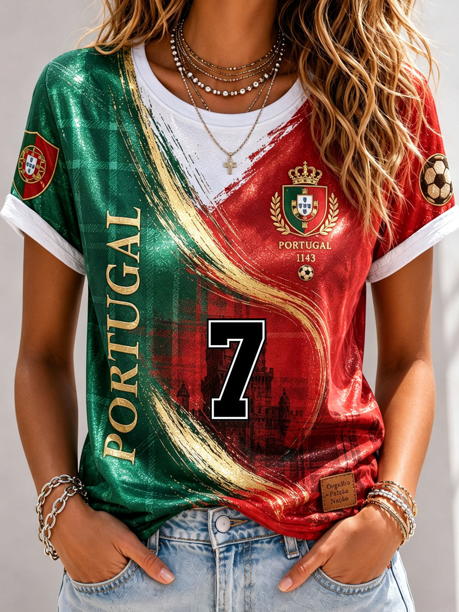 Women's Portugal Football Match Support Fan Culture Camiseta artística estampada