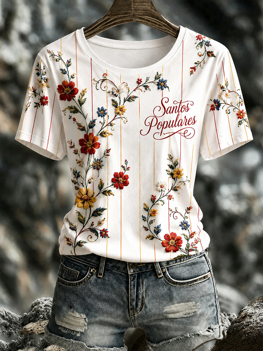 Camiseta Estampada Cultural e Artística do Dia de São do Povo Português Feminino