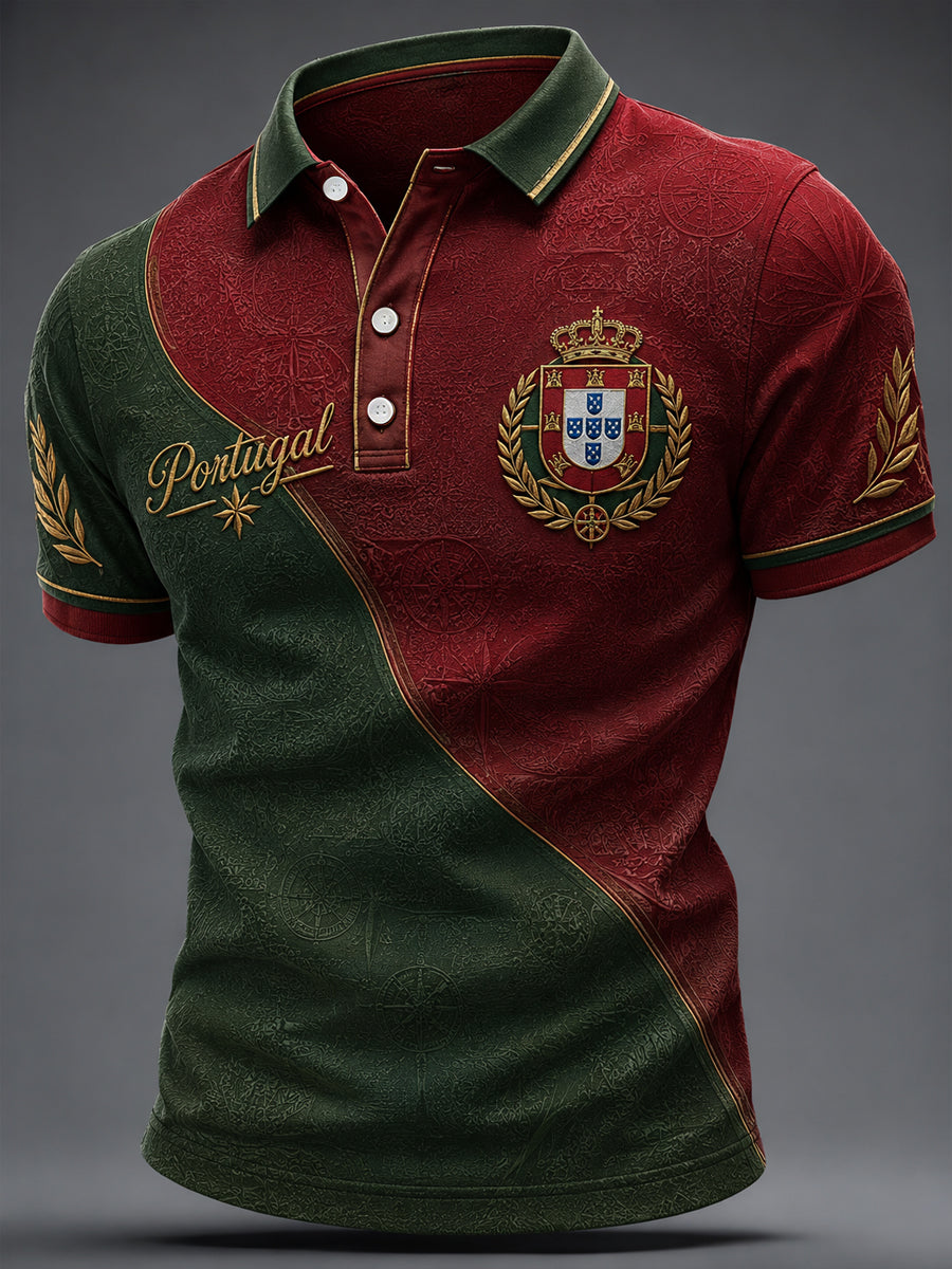 Camiseta casual masculina com estampa de futebol português