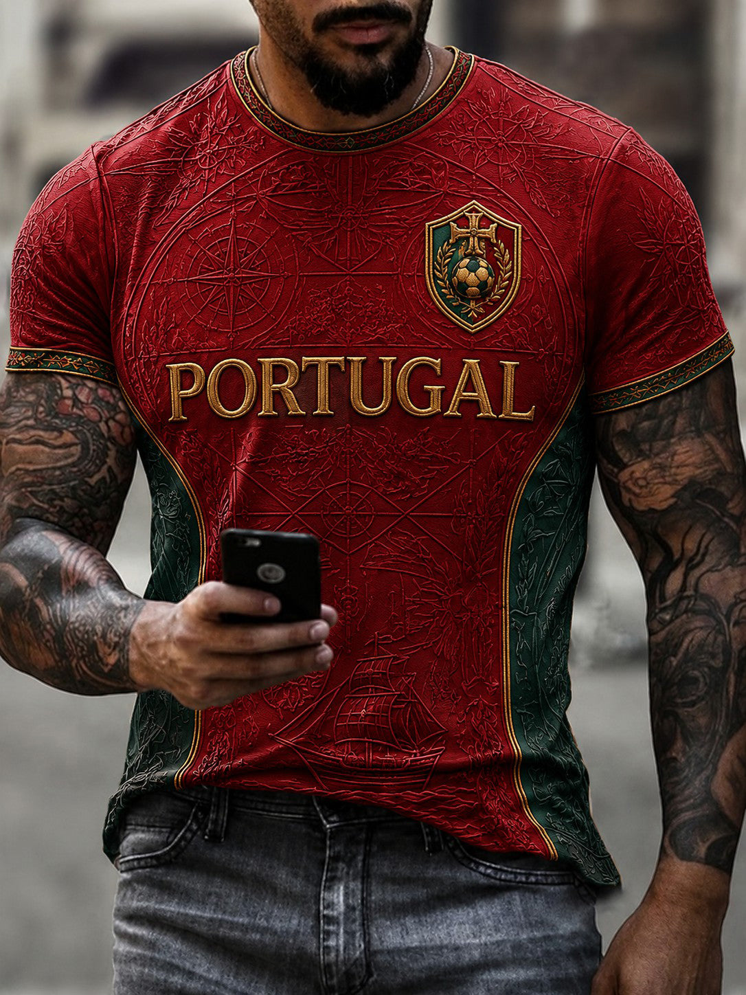 Camiseta masculina com estampa da seleção de futebol de Portugal