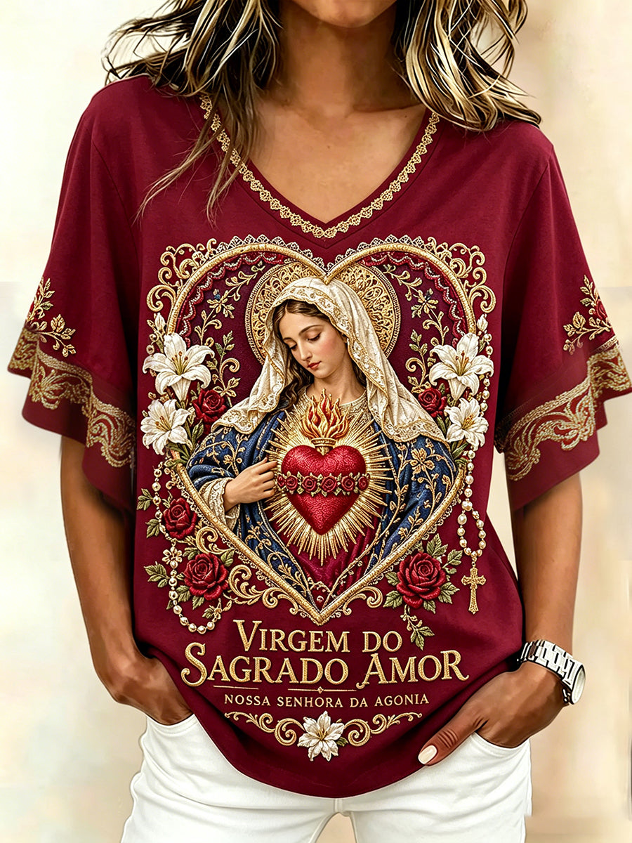 Camiseta Estampada com Arte das Festas de Agonia, Portugal, Feminina