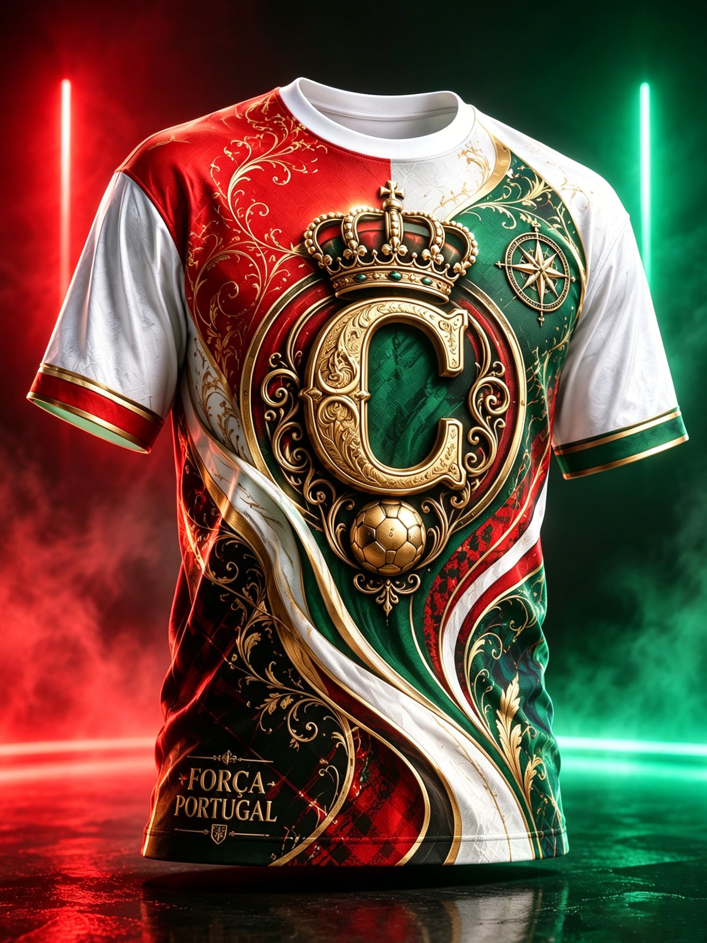 Futebol Pizza Cheering Element dos homens Portugal T-shirt impressão artística