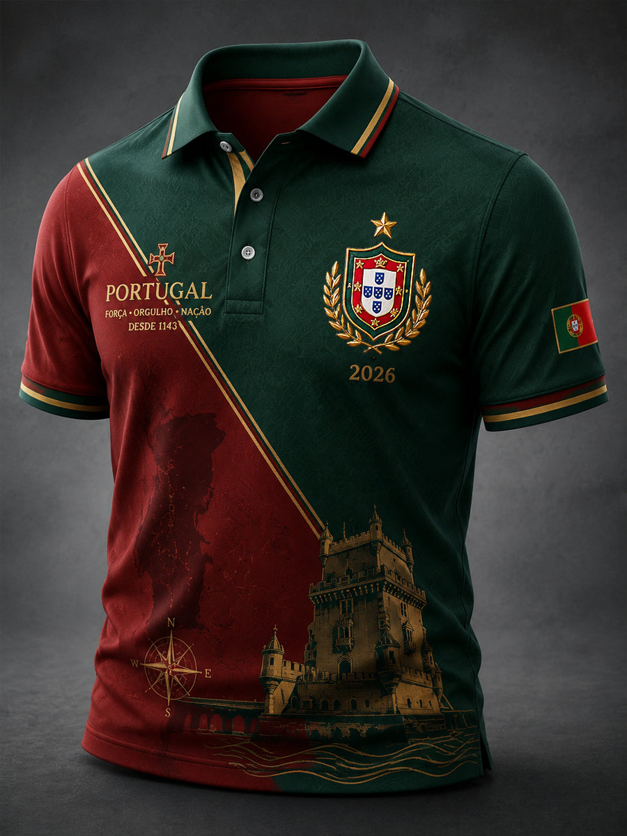 Polo Retro Futebol Português Clássico Casual
