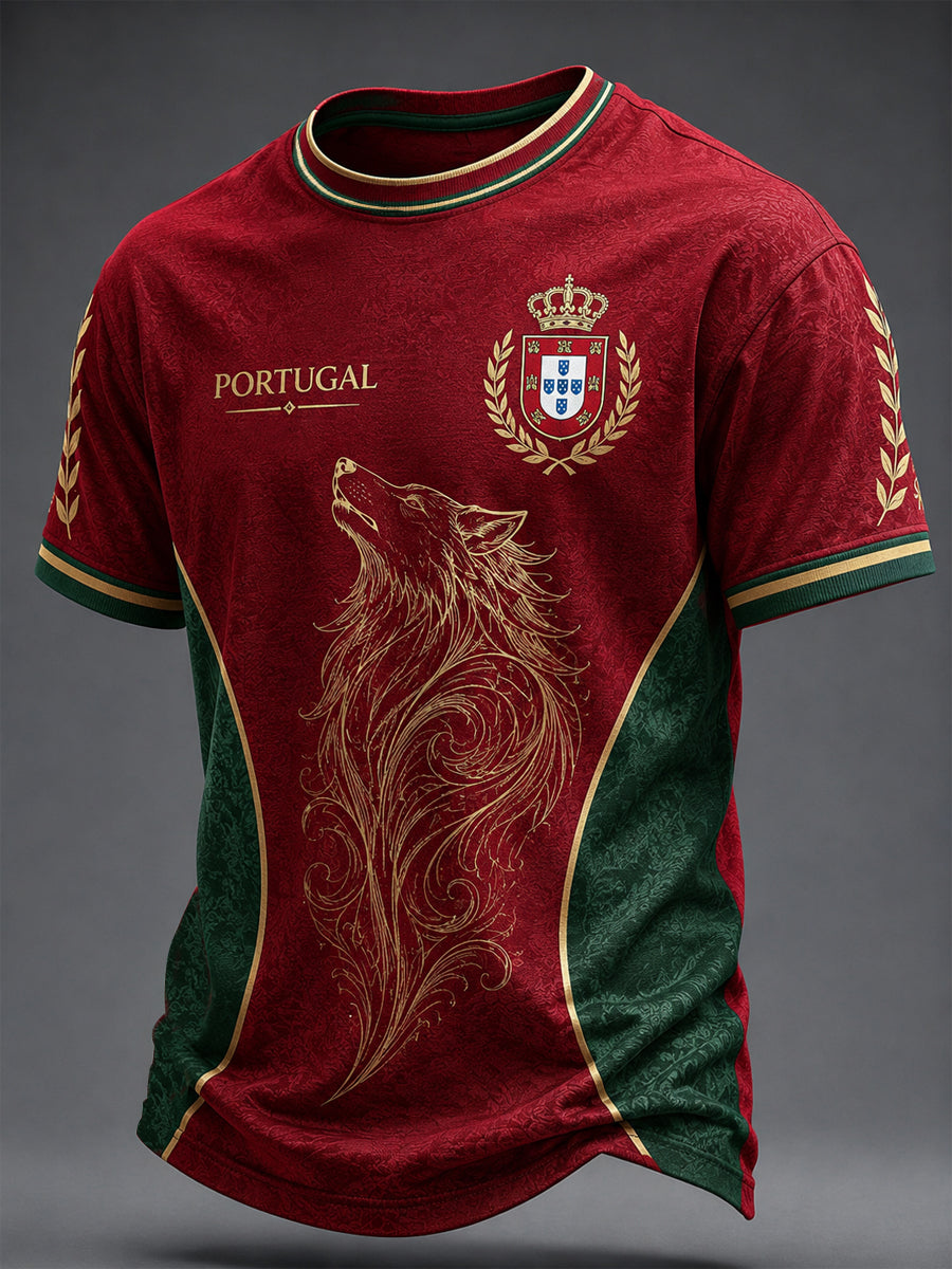 Camiseta masculina estampada com futebol português