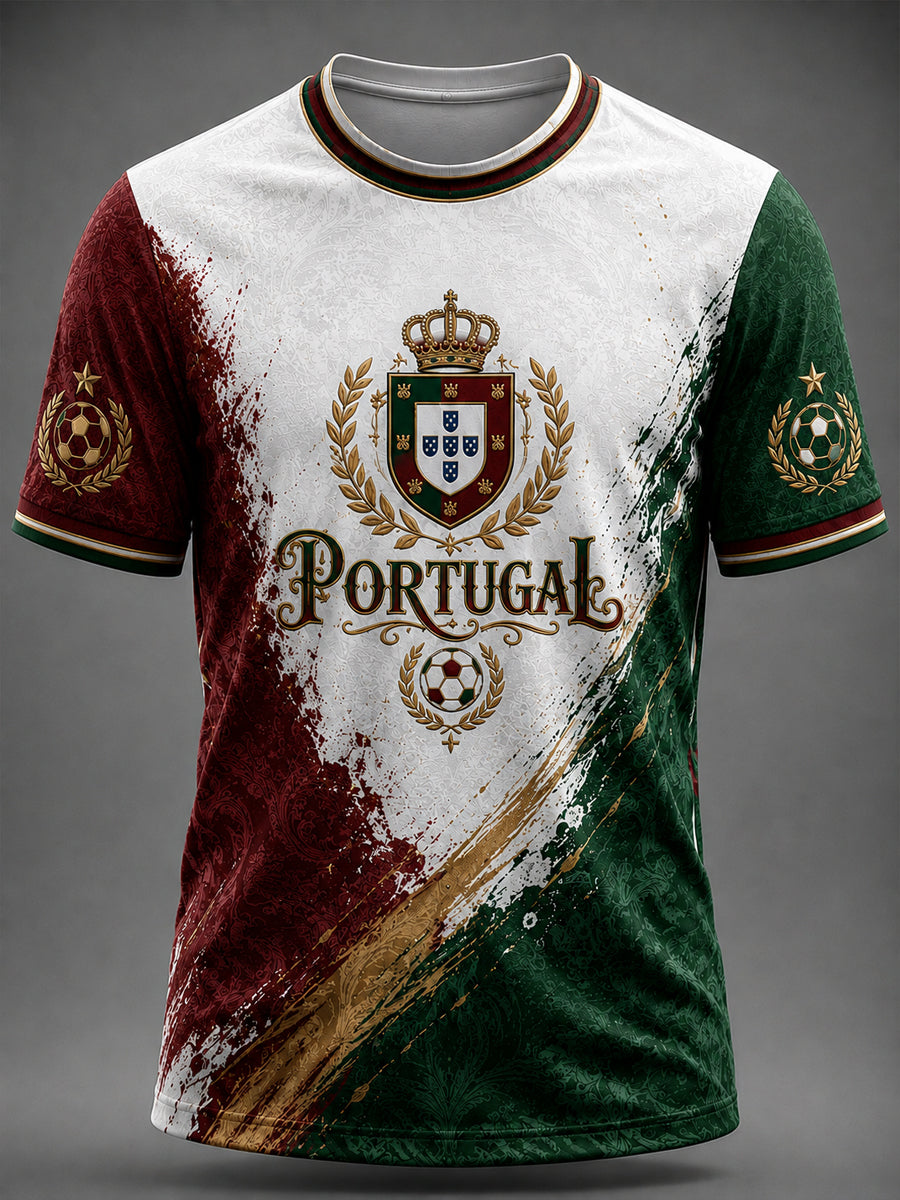 Camiseta masculina estampada com futebol português