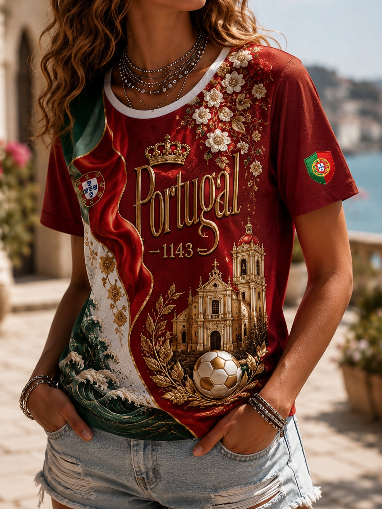 Camiseta Art Print Women's Portugal Football Match Support