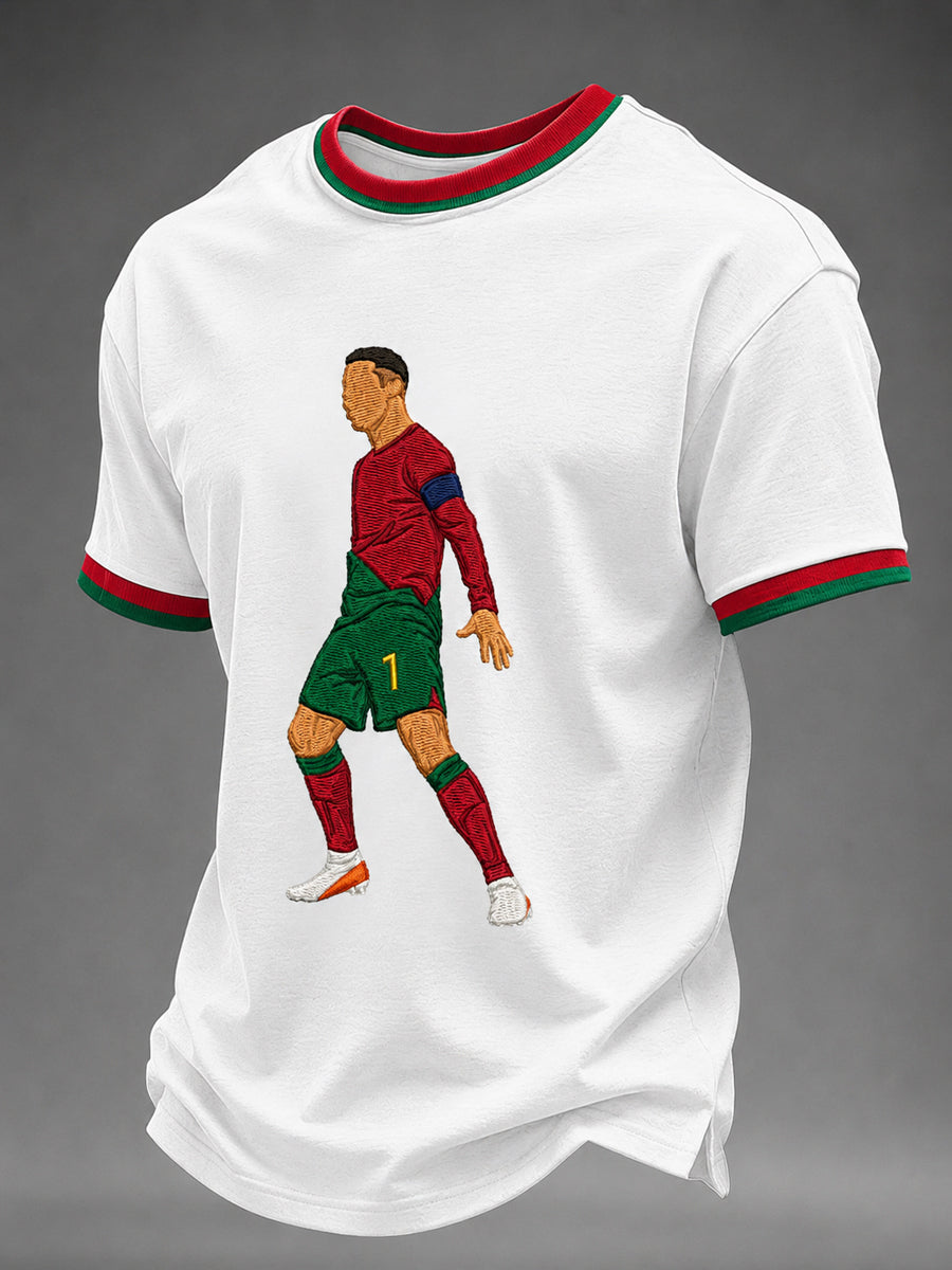 Camiseta casual estampada com jogador de futebol famoso para homens