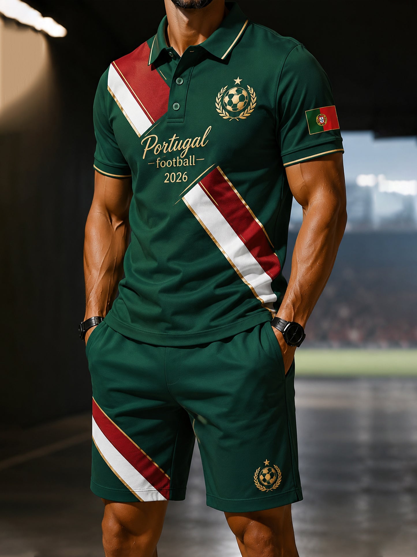 Men's Portugal Football Match Suporte Art Print Polo Suit