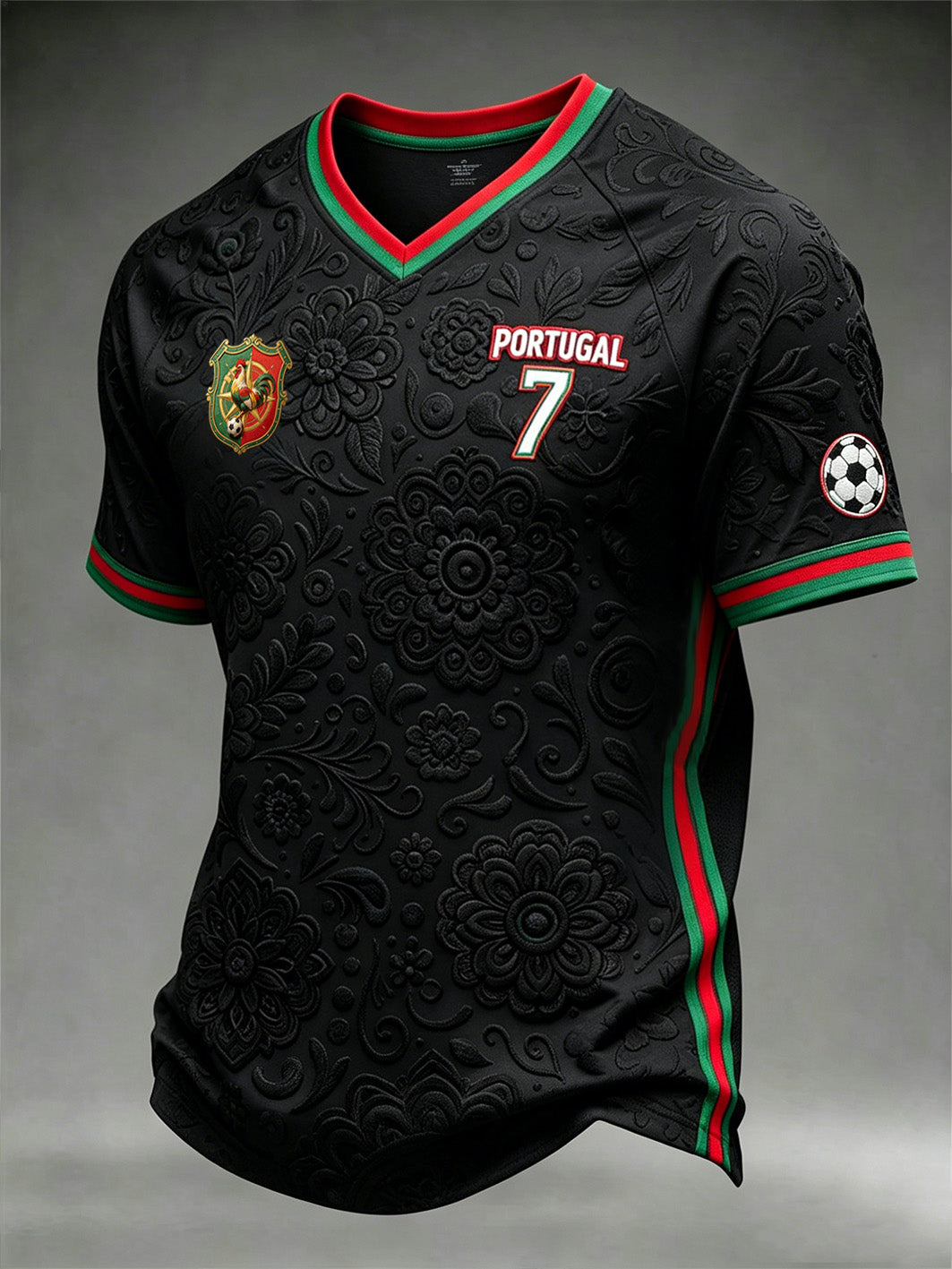 Futebol elemento cor-bloqueio Design Casual V-neck T-shirt masculino
