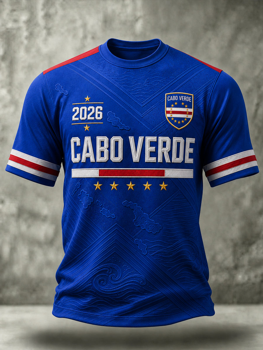 Presente masculino para fãs de futebol: camiseta casual de manga curta com gola redonda e estampa
