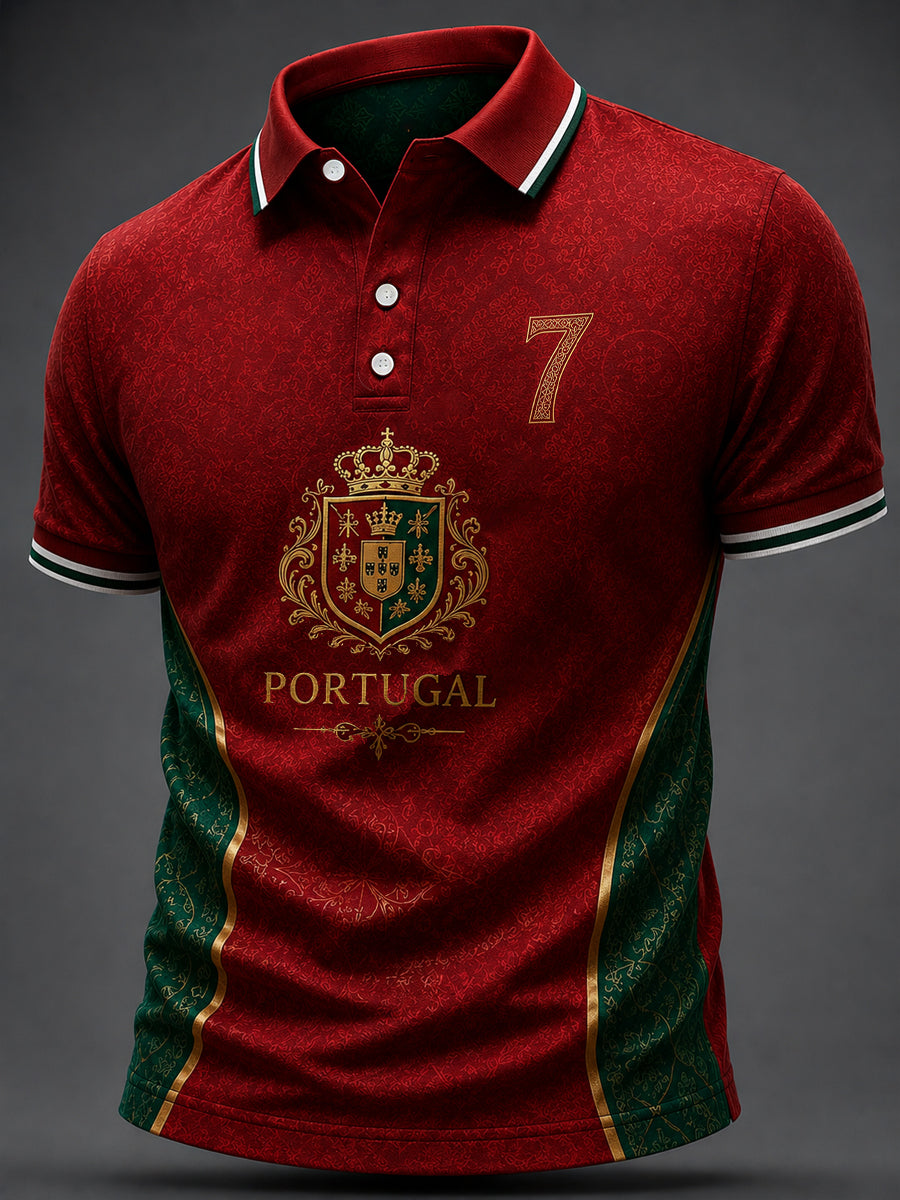 Camiseta casual masculina com estampa de futebol português