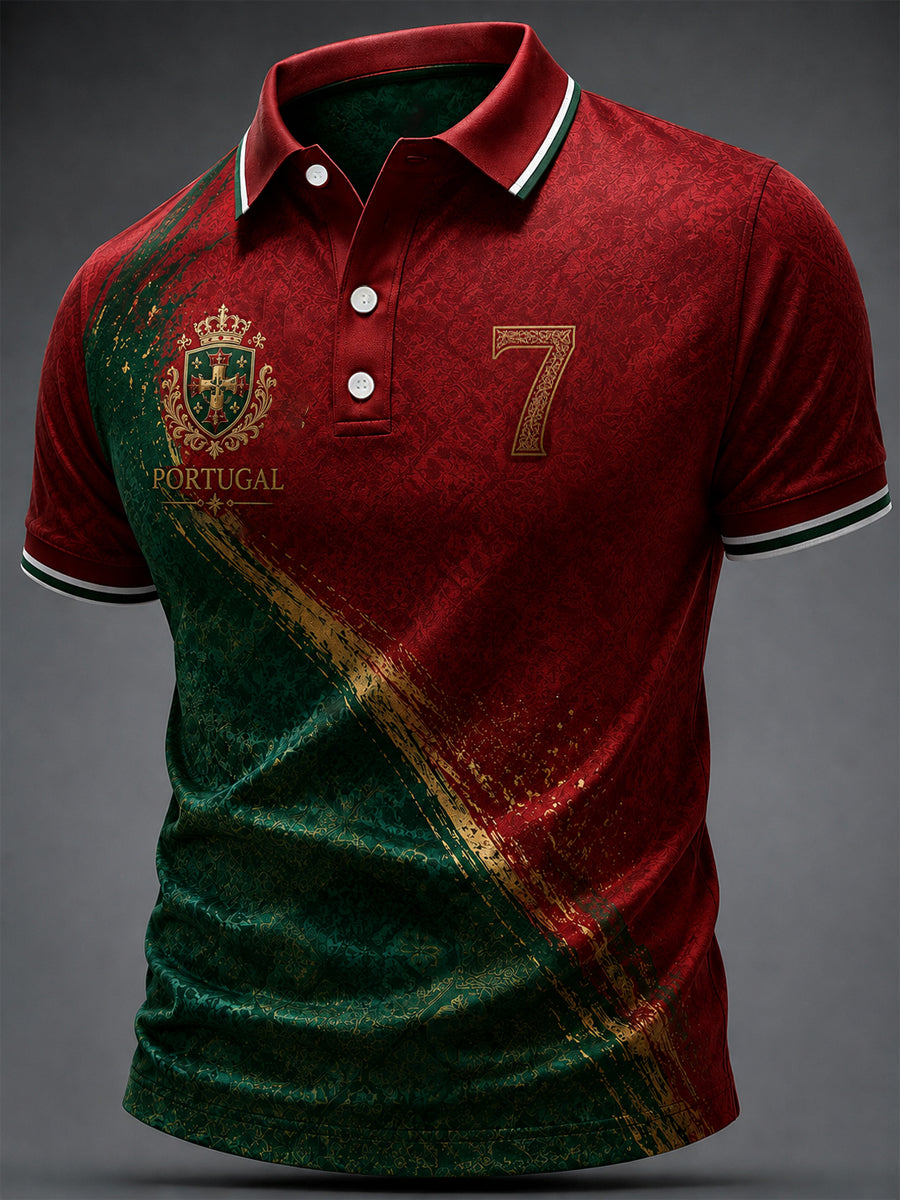 Camiseta casual masculina com estampa de futebol português