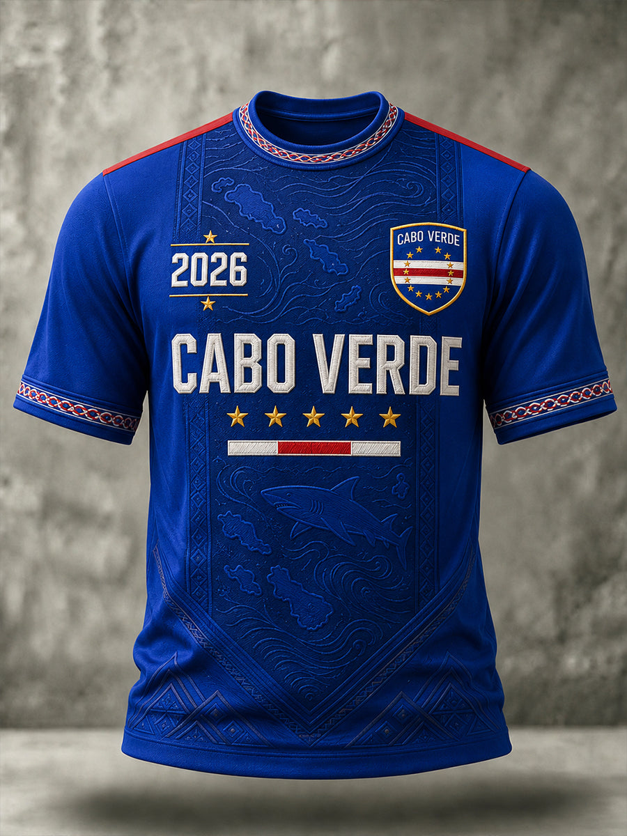 Presente masculino para fãs de futebol: camiseta casual de manga curta com gola redonda e estampa