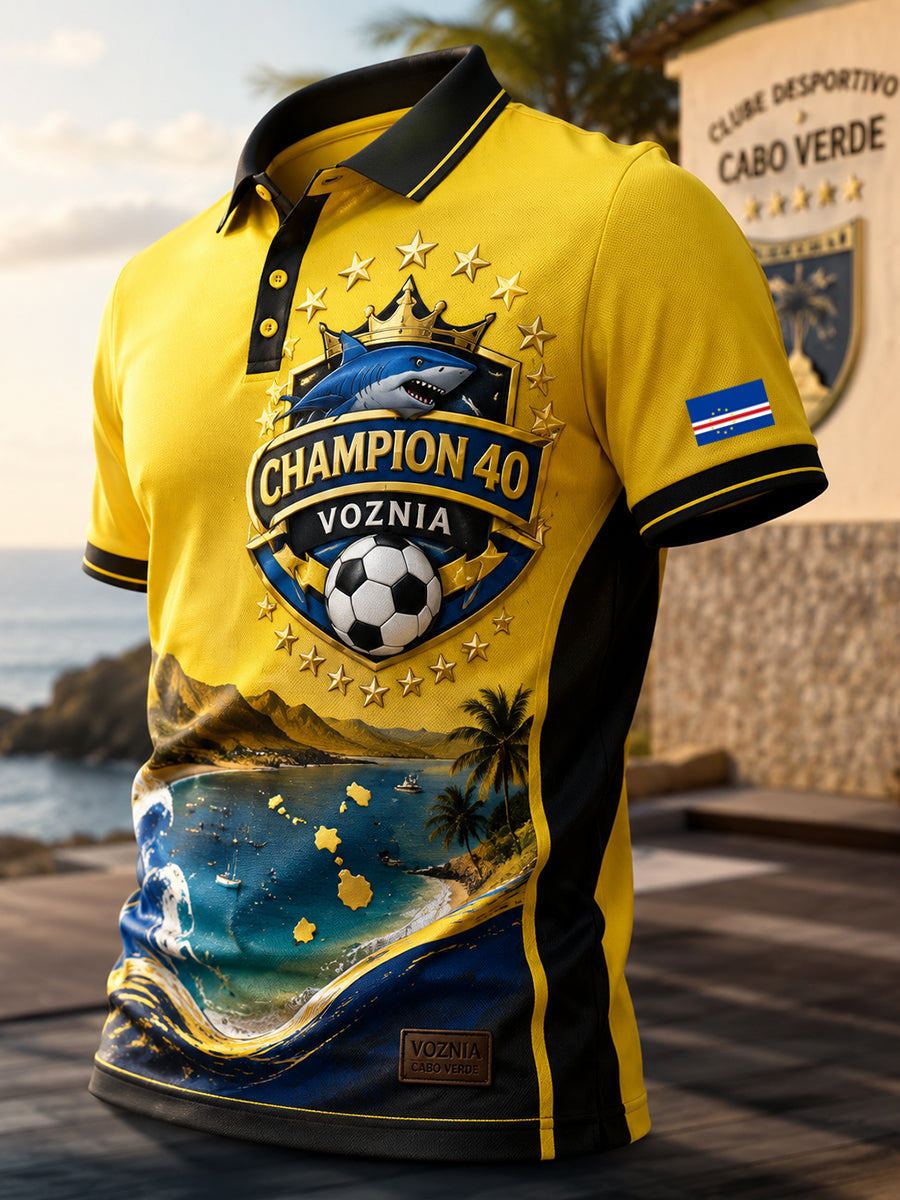 Cabo Verde Futebol Jogo dos homens Cheering Art Print Polo Shirt