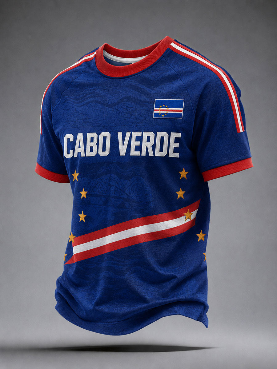Presente masculino para fãs de futebol: camiseta casual de manga curta com gola redonda e estampa