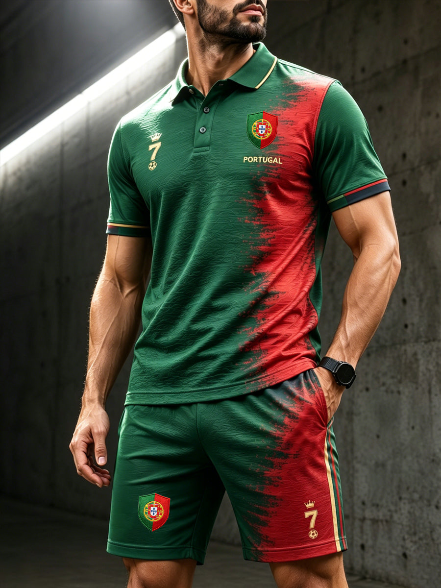 Camisa polo com estampa artística de elemento de torcida em partida de futebol masculino em Portugal