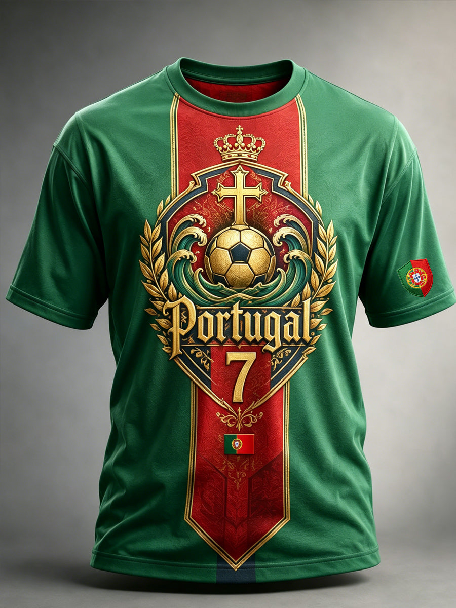 Camiseta com estampa artística de apoio à seleção portuguesa de futebol masculino