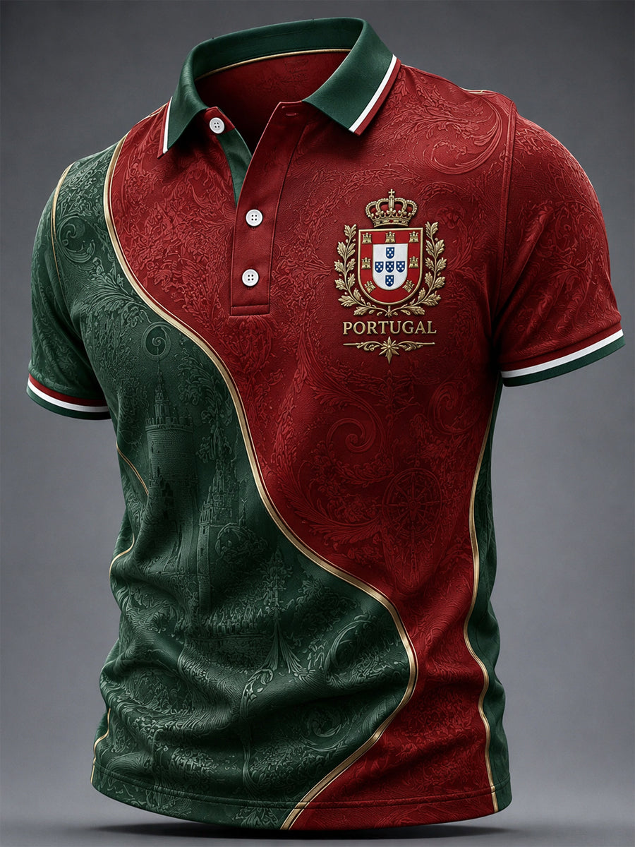 Camiseta casual masculina com estampa de futebol português