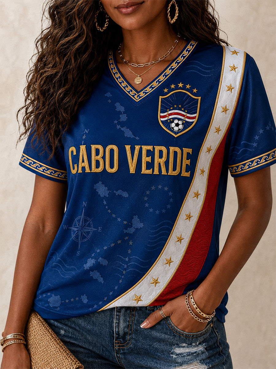 Presente feminino para fãs de futebol imprimir Casual v-Neck Tee