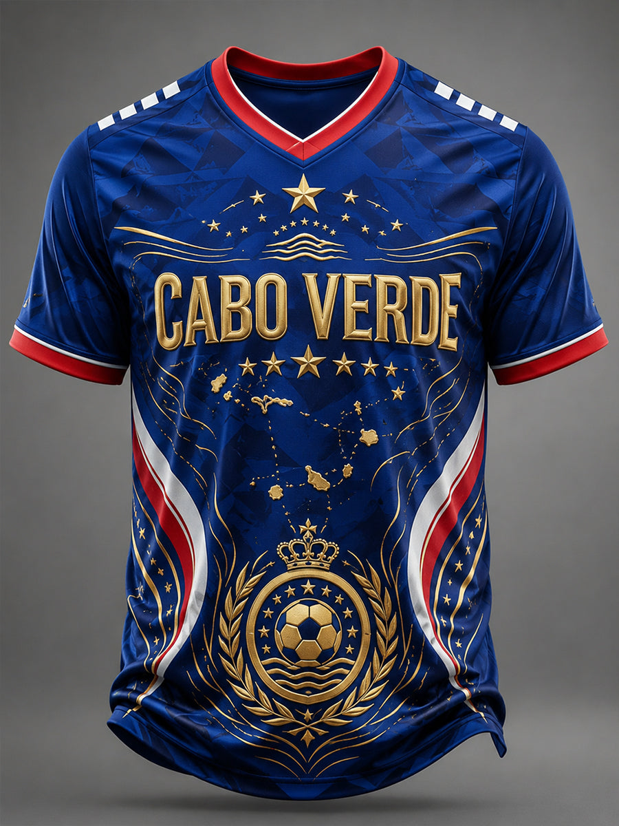 Cabo Verde Futebol V-neck T-shirt masculino