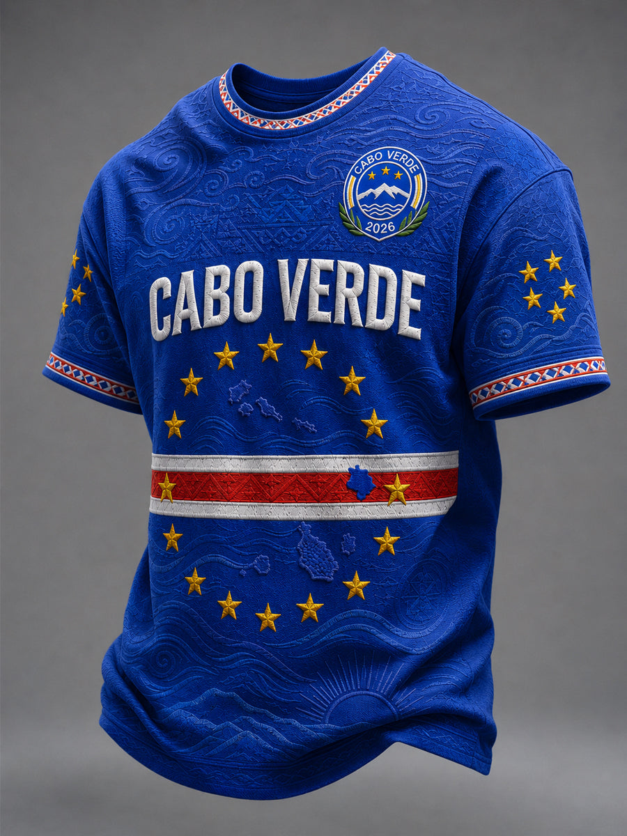 Presente masculino para fãs de futebol: camiseta casual de manga curta com gola redonda e estampa