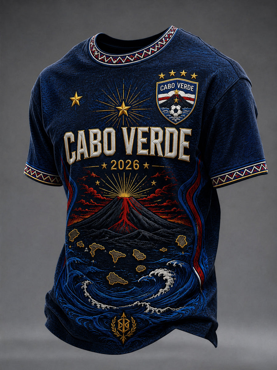 Presente masculino para fãs de futebol: camiseta casual de manga curta com gola redonda e estampa