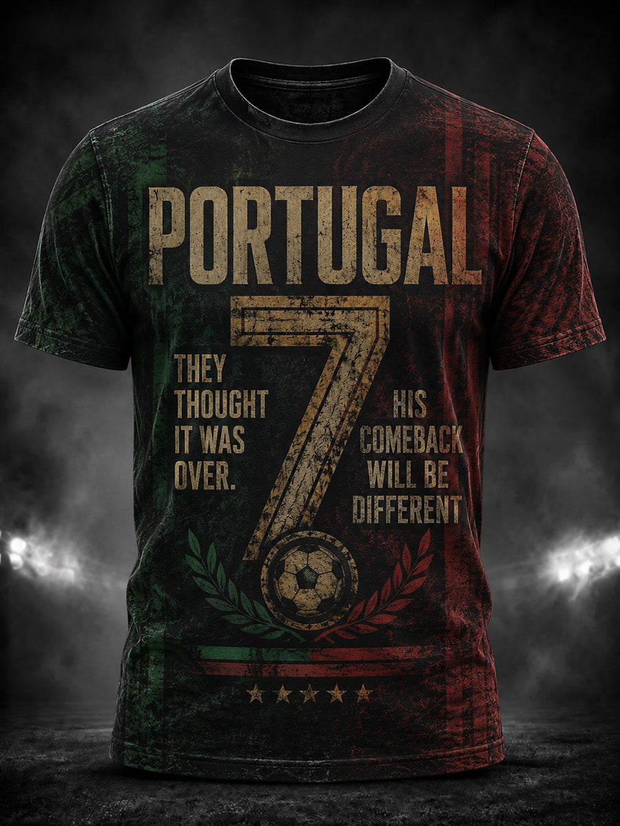 Camiseta masculina com estampa da lenda do futebol português