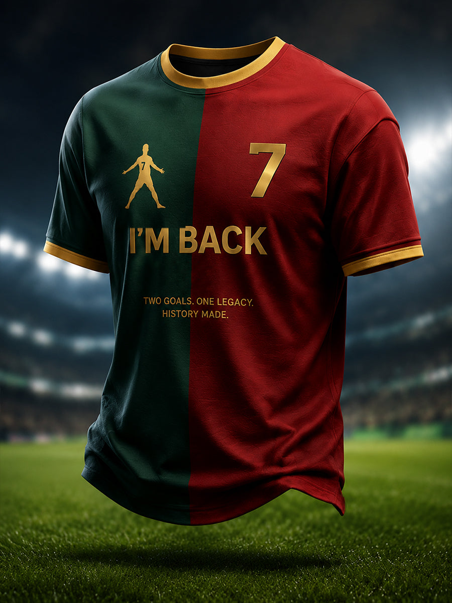 Camiseta masculina com estampa da lenda do futebol português