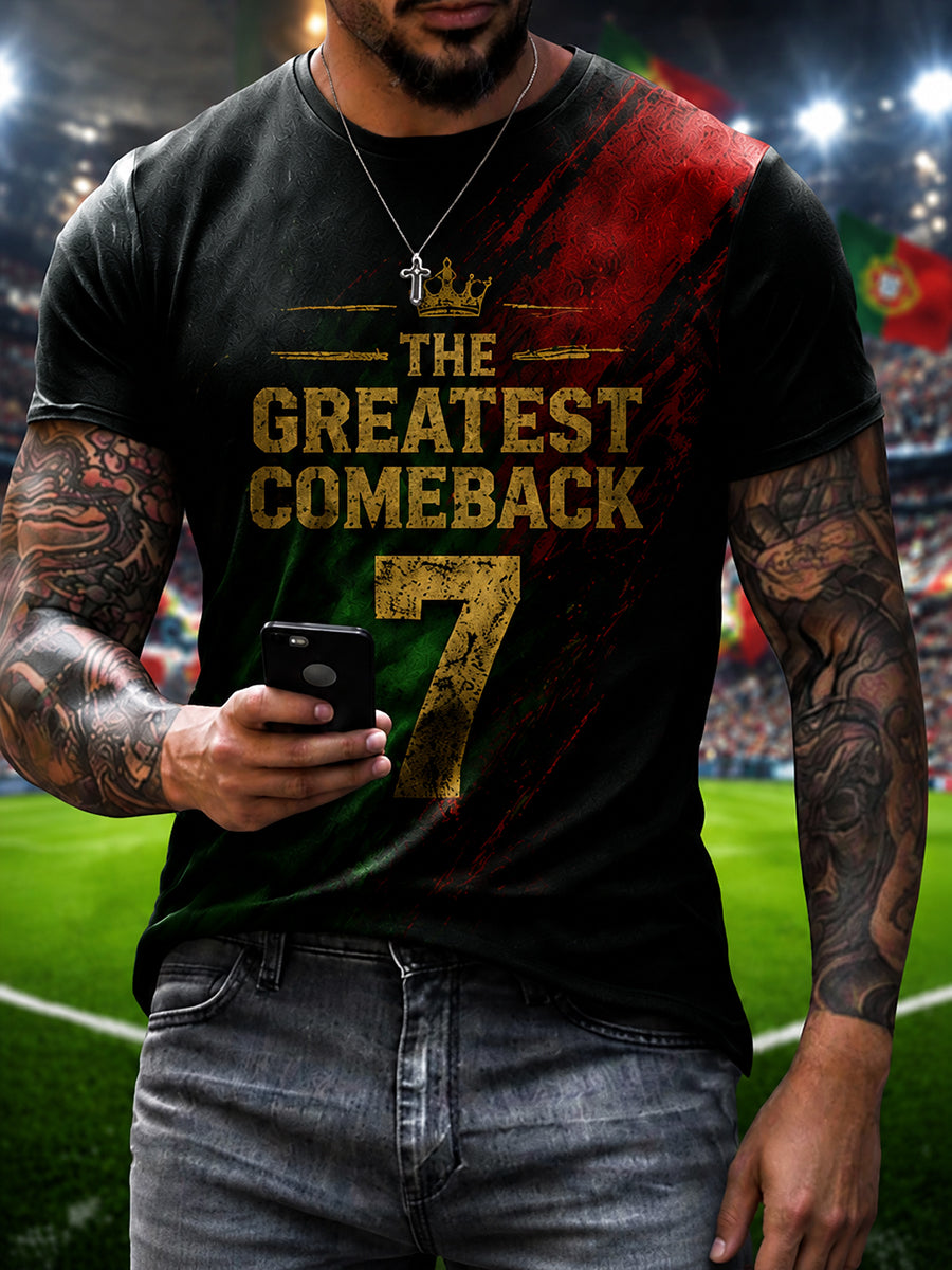 Camiseta masculina com estampa da lenda do futebol português
