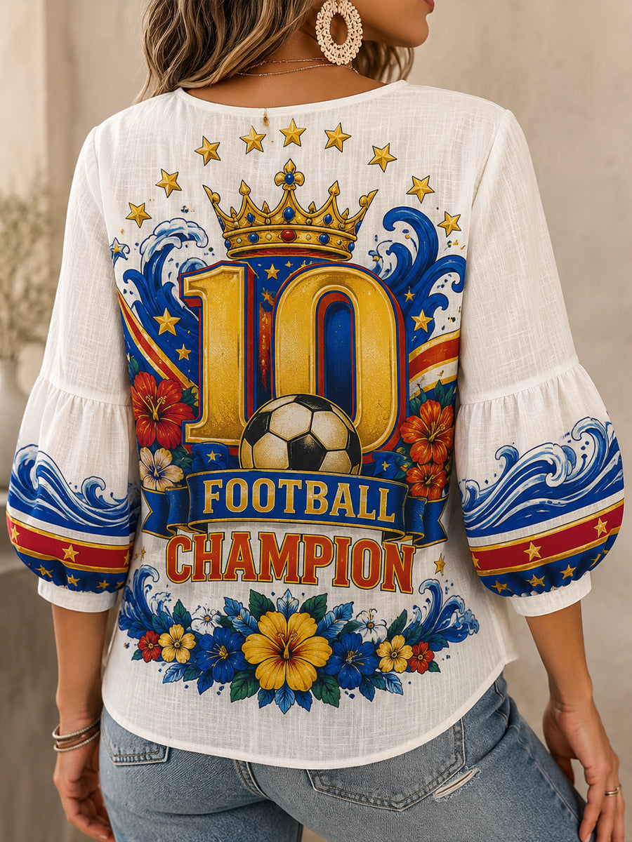 Feminino Cabo Verde Futebol Jogo Cheering Elements Art Print V-Neck Top
