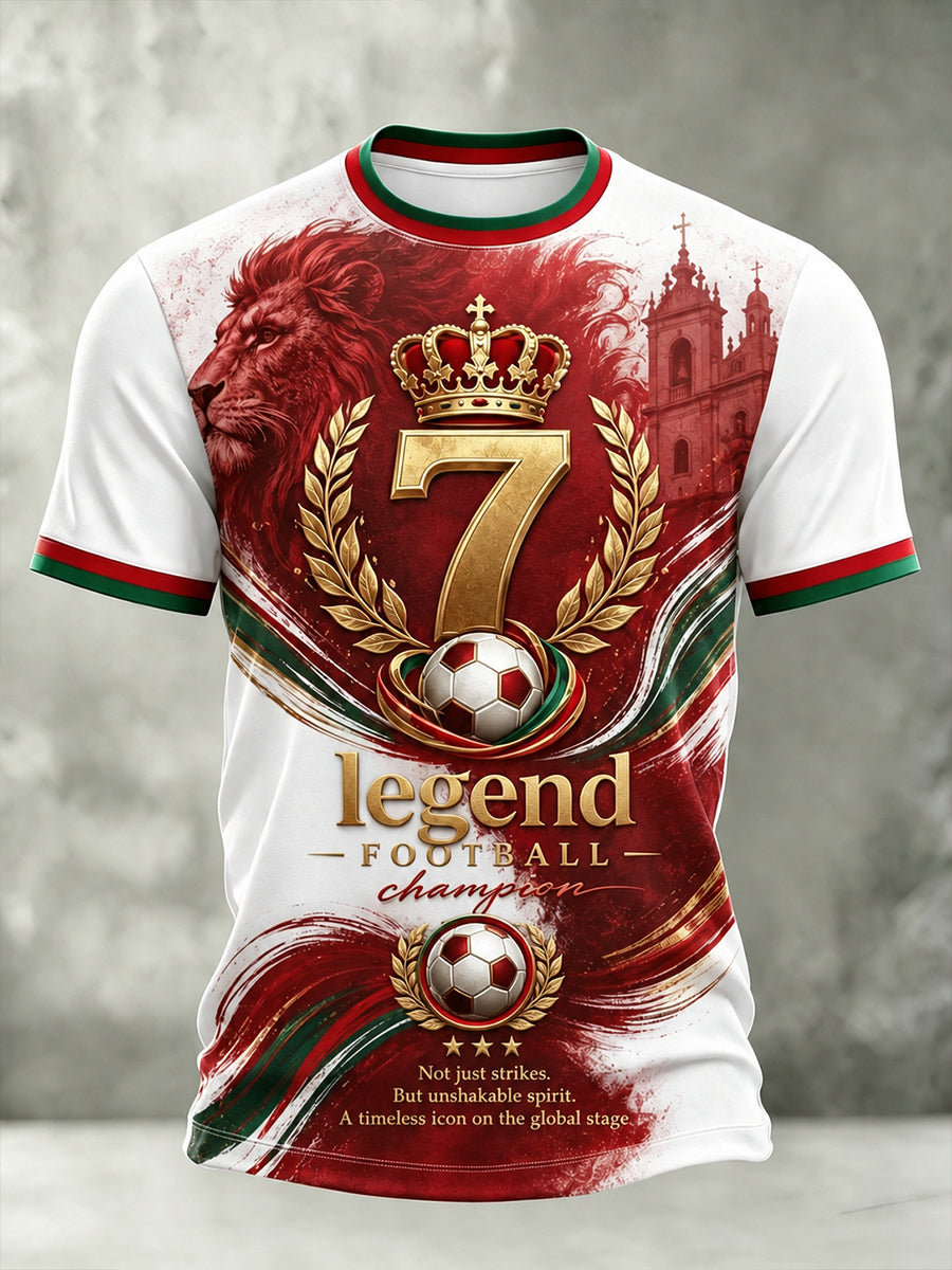 Camiseta com Impressão Artística de Apoio à Seleção Portuguesa de Futebol Masculino