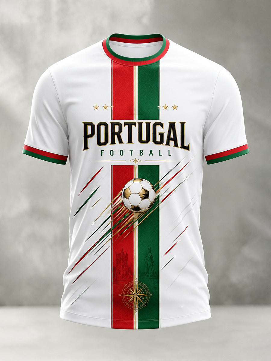 Camiseta com estampa artística de torcida para jogos de futebol da seleção portuguesa masculina