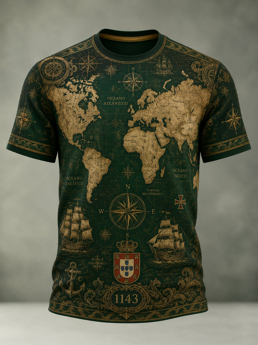 Camiseta Art Print Masculina do Espírito Marítimo Português Patriótico