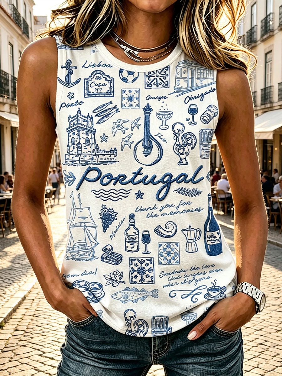Colete Casual Estampado Portugal Feminino