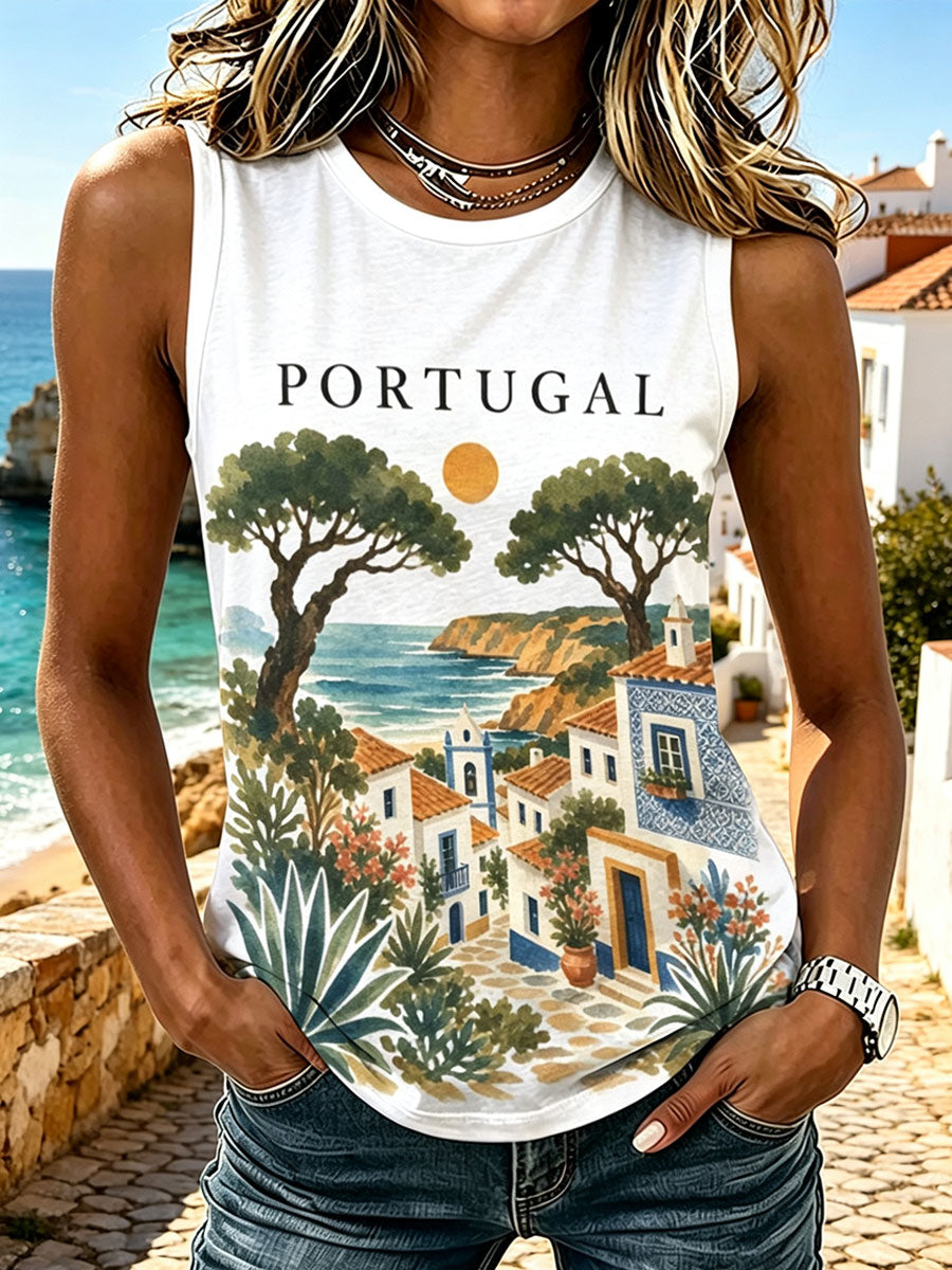 Colete casual com estampa de Portugal para mulheres
