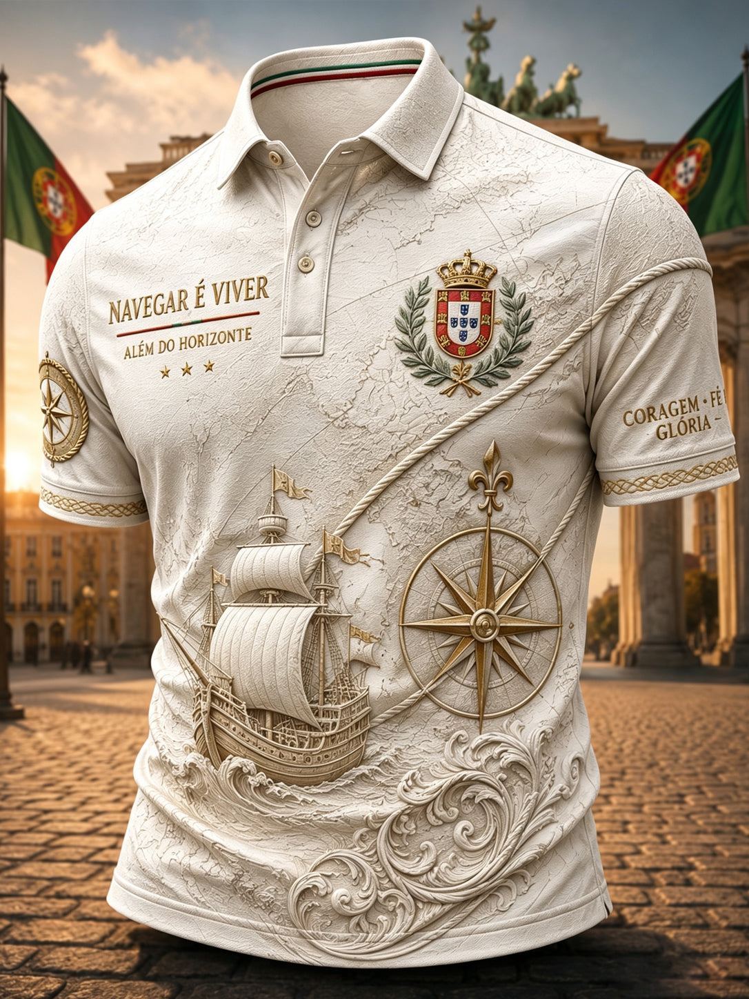 Português Espírito Náutico Masculino-Themed Art Print Polo Shirt
