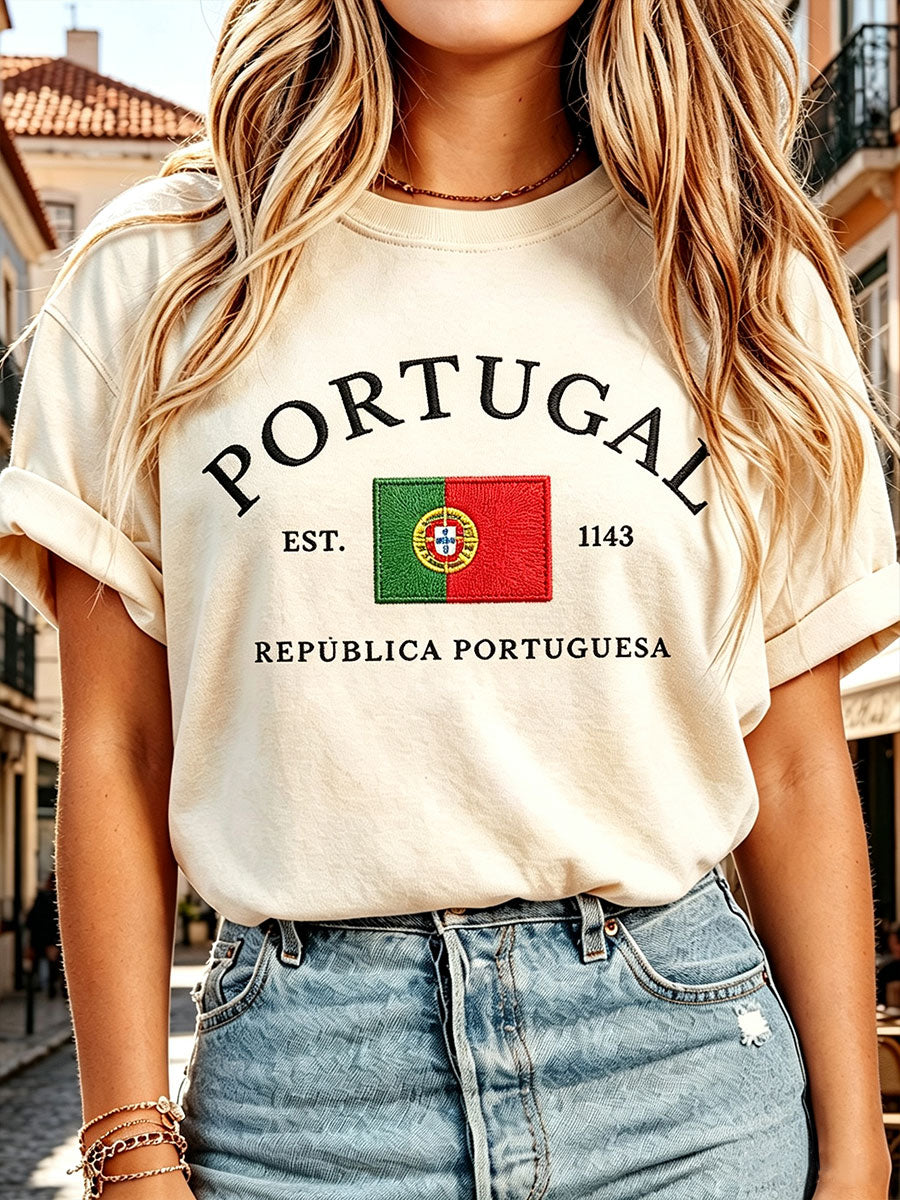 Camiseta Casual Estampada de Mulher de Portugal