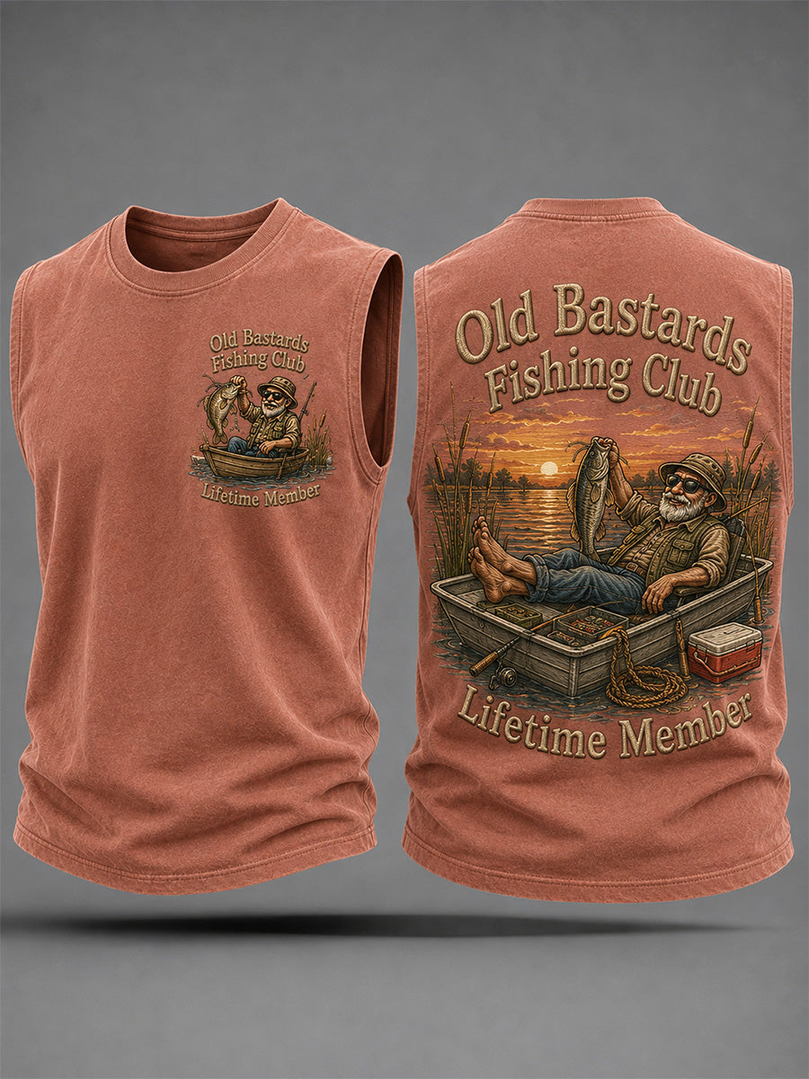 Regata casual com estampa de membro vitalício do Clube de Pesca dos Velhos Patifes Engraçados para homens