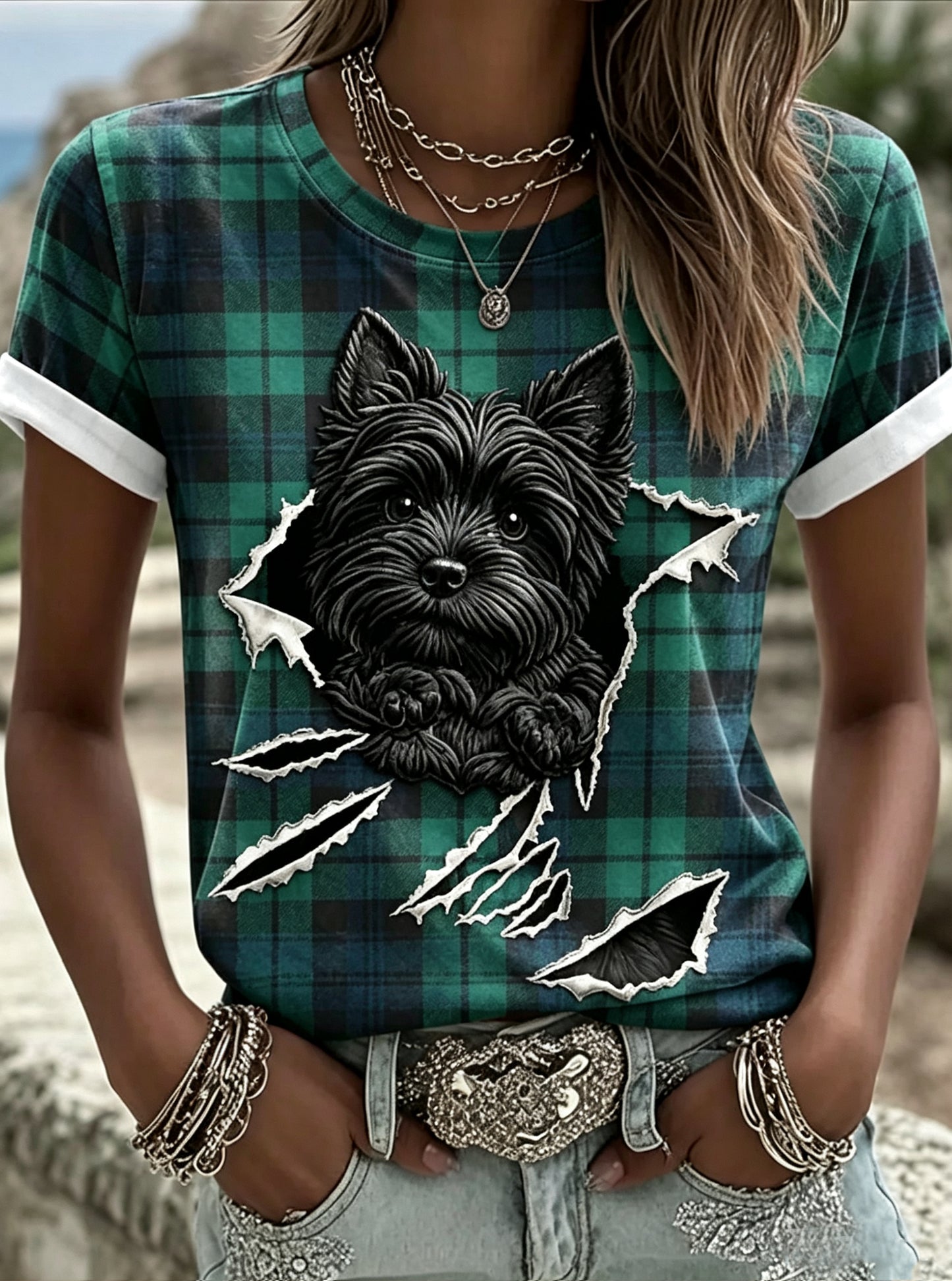 Camiseta feminina de manga curta, solta, com estampa animal, estilo vintage
