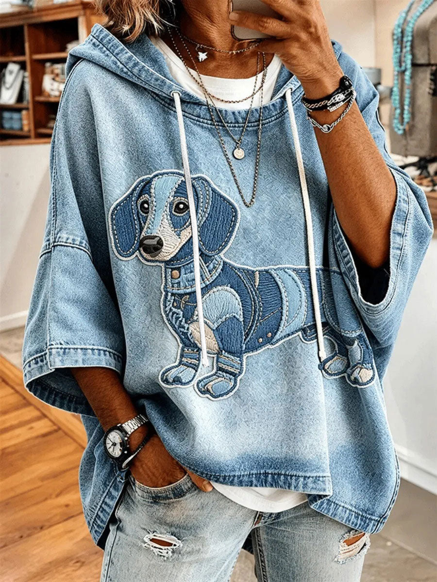 Cão bonito das mulheres imprime Top Casual