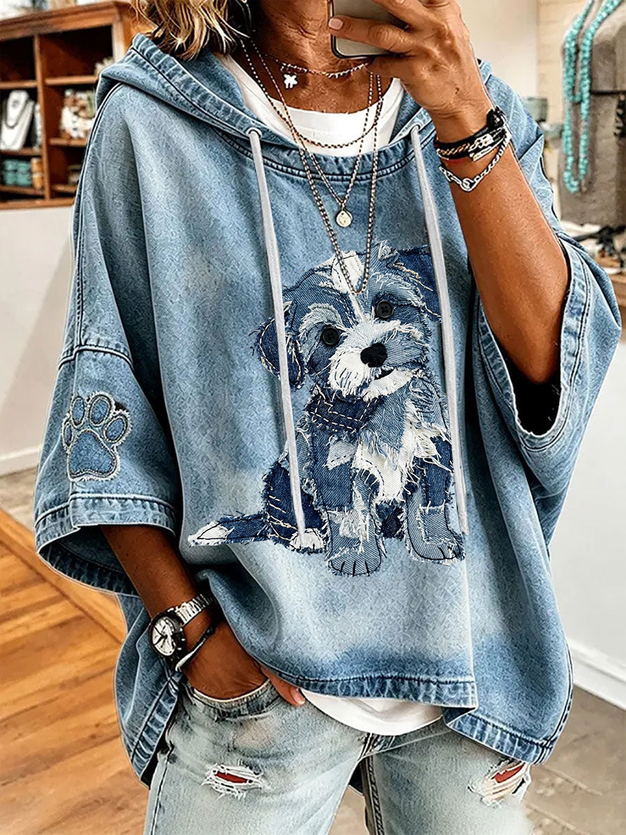 Blusa casual feminina com estampa de cachorro fofa