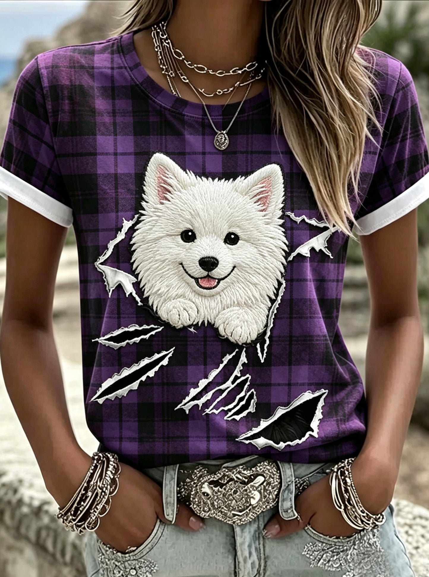 Camiseta feminina de manga curta, solta, com estampa animal, estilo vintage