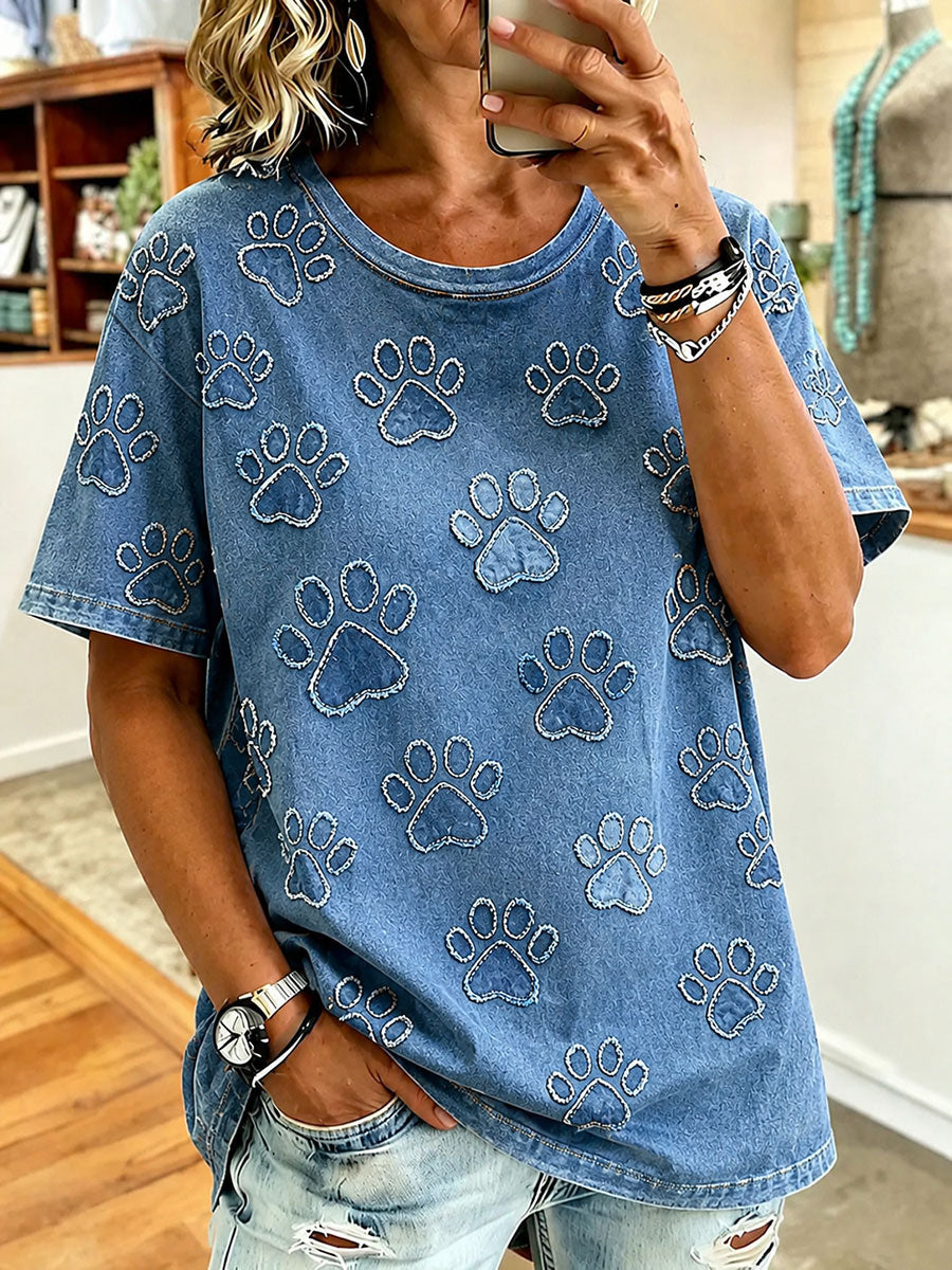 Camiseta Casual de Pata Feminina Imprimir