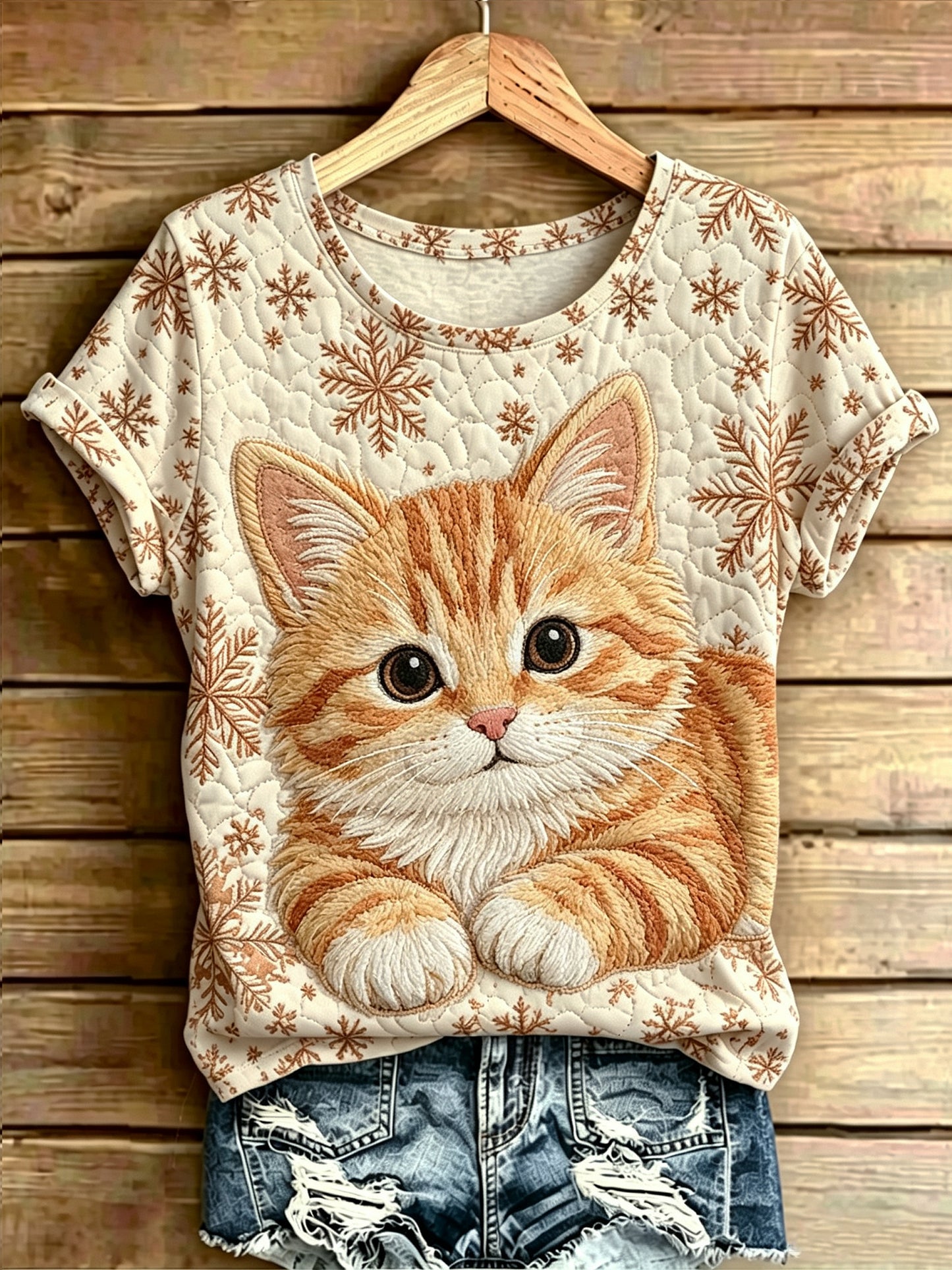 Camiseta feminina de manga curta, soltinha, estampada com arte de animais, estilo vintage e moderno