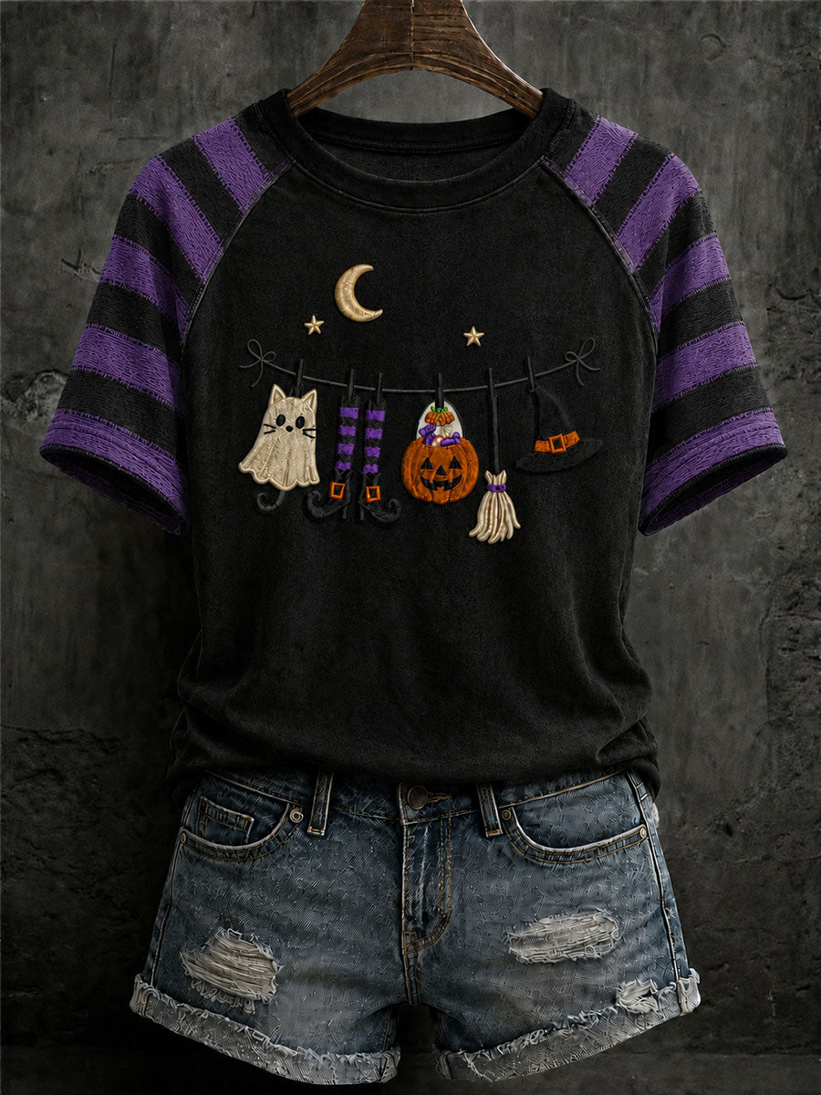 Camiseta Casual com Estampa de Fantasmas para Mulheres